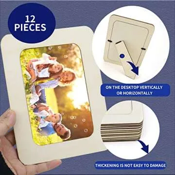 RYKOMO 12 Pieces DIY Wooden Picture Frames, Unfinished Solid Wood Photo Picture Frames for 4 x 6 in ...