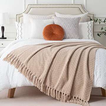 BATTILO HOME Beige Throw Blanket - Stylish & Soft for All Seasons