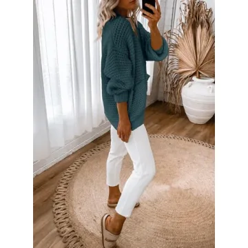 Dokotoo Womens Oversized Open Front Cardigan Sweaters for Women 2024 Fashion Ladies Fall Sweater Long Sleeve Autumn Chunky Fashion Soft Knit Winter Outerwear Coats Blue X-Large