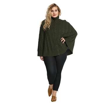 Outlander Cable Knit Cape Dark Green Sweater Scottish Highland