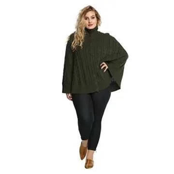 Outlander Cable Knit Cape Dark Green Sweater Scottish Highland