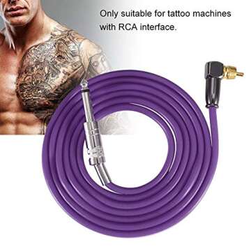 Salmue Silicone Soft Tattoo Clip Cord, Flexible Silicone Hook Line Core Clip Tattoo Wire for 90 Degree RCA Interface Tattoo Machine Power Conversion kit Accessory(purple)