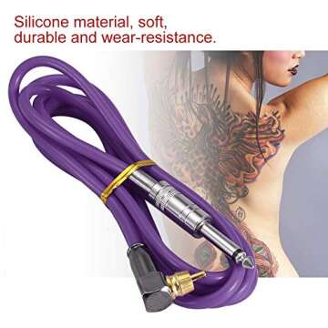 Salmue Silicone Soft Tattoo Clip Cord, Flexible Silicone Hook Line Core Clip Tattoo Wire for 90 Degree RCA Interface Tattoo Machine Power Conversion kit Accessory(purple)