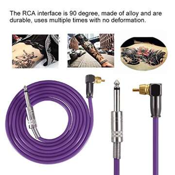 Salmue Silicone Soft Tattoo Clip Cord, Flexible Silicone Hook Line Core Clip Tattoo Wire for 90 Degree RCA Interface Tattoo Machine Power Conversion kit Accessory(purple)
