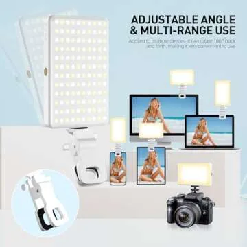 Meixitoy 120 LED Selfie Light, 5000Mah Rechargeable Clip Phone Light, Adjusted 3 Light Modes, Selfie for iPhone/Phone/Camera/Laptop/iPad, Camera Lighting for Video Recording, TikTok, Vlog(White)