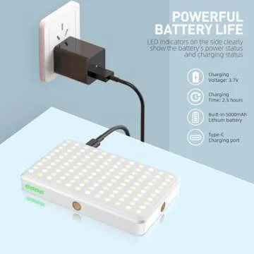 Meixitoy 120 LED Selfie Light, 5000Mah Rechargeable Clip Phone Light, Adjusted 3 Light Modes, Selfie for iPhone/Phone/Camera/Laptop/iPad, Camera Lighting for Video Recording, TikTok, Vlog(White)