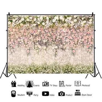 Floral Wedding Backdrop for Photoshoot 7x5ft Pink and White Flower Photography Background Vinyl Flowers Wall Backdrop Wedding Birthday Baby Shower Party Decorations Banner Studio Photo Booth Props