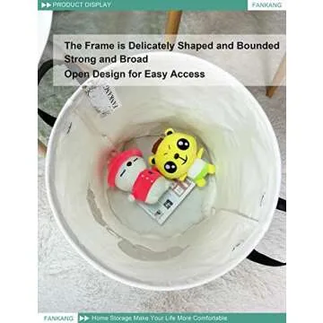 FANKANG Storage Basket, Nursery Hamper Canvas Laundry Basket Foldable with Waterproof PE Coating Large Storage Baskets for Kids Boys and Girls, Office, Bedroom, Clothes,Toys（Love Elephant）