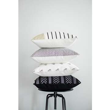 Woven Nook - Modern & Luxurious 18" x 18" Decorative Boho Throw Pillow Covers - Durable Quality & Machine Washable - Atlas Design - Black, White, and Tan - 4 Pack