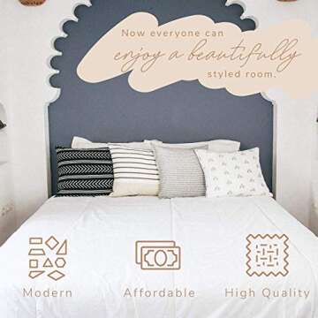 Woven Nook - Modern & Luxurious 18" x 18" Decorative Boho Throw Pillow Covers - Durable Quality & Machine Washable - Atlas Design - Black, White, and Tan - 4 Pack