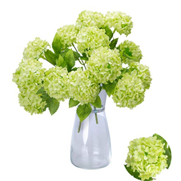 GREENTIME 13” Artificial Hydrangea Flowers Faux Hydrangea Bouquet with 7 Head 3.15” Tiny Hydrang...