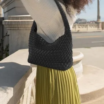 Eco-Friendly Woven Handbag Stylish Vegan Leather Shopper Bag