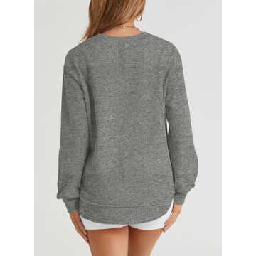 EVALESS Womens Sweatshirt Casual Long Sleeve Tunic Tops Comfort Colors Crewneck Cotton Sweatshirts f...