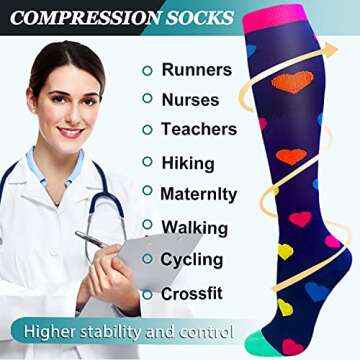 ACTINPUT Compression Socks Women & Men 15-20 mmHg - Best Medical,Nursing,Hiking,Travel & Flight Socks-Running & Fitness (Small/Medium, Assorted 20-8 Pack)