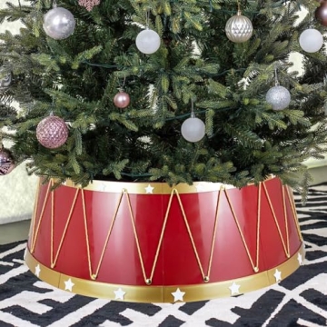 HarcoHome Christmas Tree Collar - Festive Drum Design with Mirror Finish