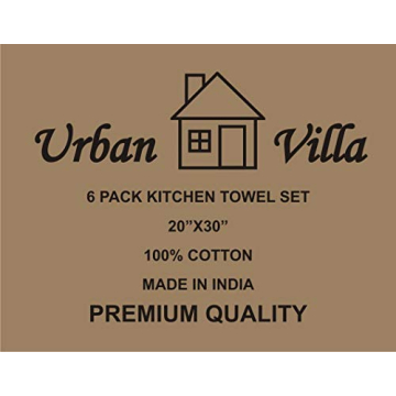 Urban Villa Checkered Kitchen Towels Set 100% Cotton Highly Absorbent