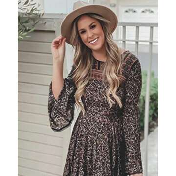 Lanzom Womens Classic Wide Brim Floppy Panama Hat Belt Buckle Wool Fedora Hat (One Size, Coffee 1)