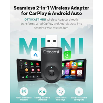 OTTOCAST Mini 2025 2-in-1 Wireless CarPlay/Android Auto Adapter, 5GHz WiFi, Auto Connect for 2016+ C...