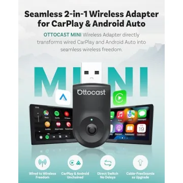 OTTOCAST Mini 2025 2-in-1 Wireless CarPlay/Android Auto Adapter, 5GHz WiFi, Auto Connect for 2016+ C...