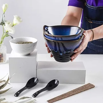 Stylish KOOV Ramen Bowls with Chopsticks & Spoons