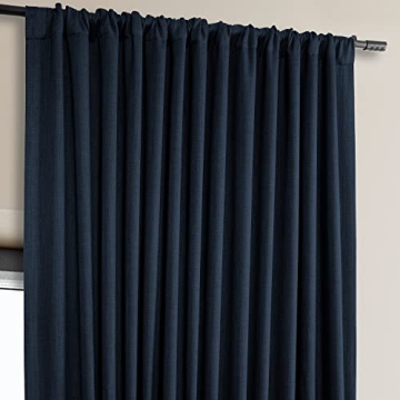 HPD Faux Linen Textured Room Darkening Curtains - Nightfall Navy