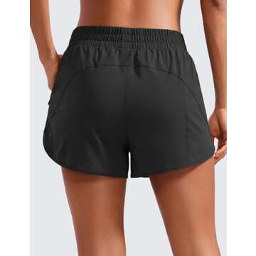 CRZ YOGA Womens High Waisted Running Shorts Mesh Liner 3'' Dolphin Quick Dry for Athletic Gym Track ...