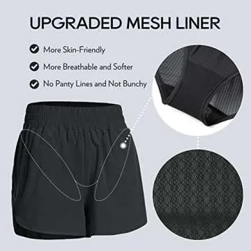 CRZ YOGA Womens High Waisted Running Shorts Mesh Liner 3'' Dolphin Quick Dry for Athletic Gym Track Workout with Zip Pocket Black X-Small