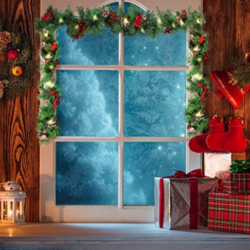 MorTime LED 9 FT Christmas Garland with Pinecones and Lights