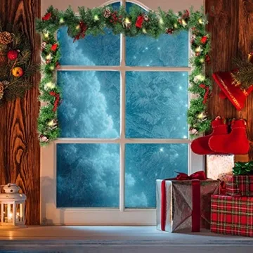 MorTime LED 9 FT Christmas Garland with Pinecones and Lights