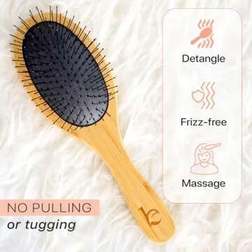 Detangler Bristle Bamboo Hair Brush - For Women, Men, and Kids, Versatile for Wet or Dry Hair, Use With Hair Products