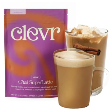 Clevr Blends Chai Tea Latte - Instant Superfood Powder with Adaptogens and Oat Milk