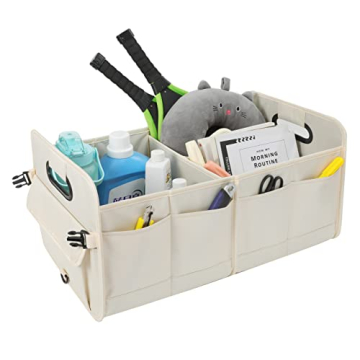 AOKJOY Multi Compartment Car Trunk Organizer Beige