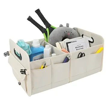 AOKJOY Multi Compartment Car Trunk Organizer Beige