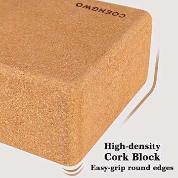 COENGWO Yoga Block Cork, Eco Friendly Cork Yoga Block Handstand Block, Supportive Balance Deepen Poses for Yoga Beginners, Stretch, Pilates, Meditation (one Block)