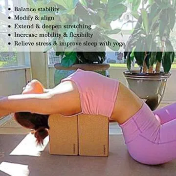 COENGWO Yoga Block Cork, Eco Friendly Cork Yoga Block Handstand Block, Supportive Balance Deepen Poses for Yoga Beginners, Stretch, Pilates, Meditation (one Block)