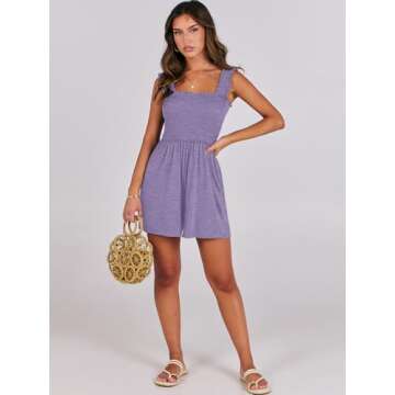 Caracilia Women's Summer Casual Smocked Rompers for Beach Vacations