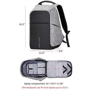 Markryden Anti-theft Laptop Backpack USB Charging Port