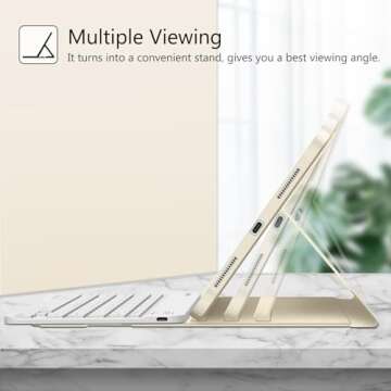 FINTIE Keyboard Case for iPad Air 11-inch M2 (2024), iPad Air 5th / 4th Generation (2022/2020) 10.9 Inch - Soft TPU Back Cover w/Magnetically Detachable Bluetooth Keyboard, Starlight