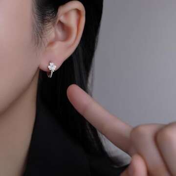 Elegant SLUYNZ 925 Sterling Silver Clover Huggie Earrings