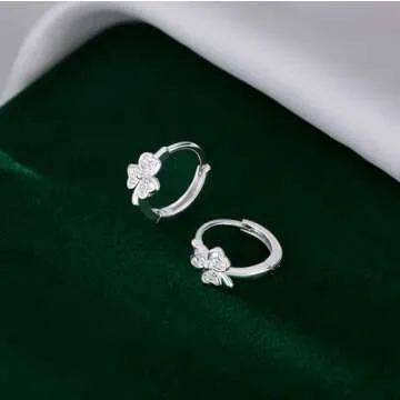 Elegant SLUYNZ 925 Sterling Silver Clover Huggie Earrings