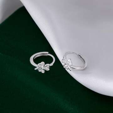 Elegant SLUYNZ 925 Sterling Silver Clover Huggie Earrings