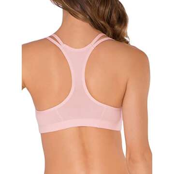 Fruit of The Loom Womens Spaghetti Strap Cotton Pull Over 3 Pack Sports Bra, Skinny Stripe/White/Blushing Rose, 38