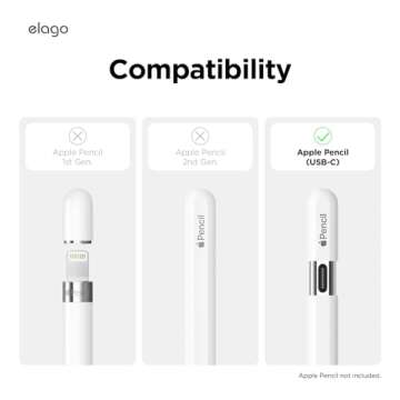elago Classic Pencil Case Compatible with Apple Pencil (USB-C), Perfect Grip, Protective Skin, Silic...