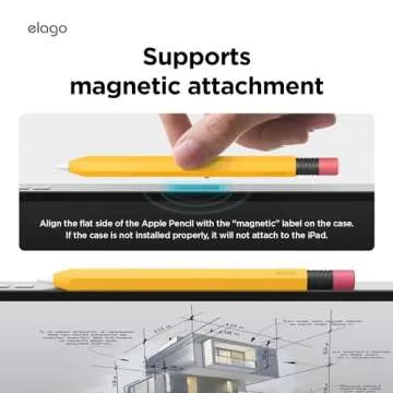 elago Classic Pencil Case Compatible with Apple Pencil (USB-C), Perfect Grip, Protective Skin, Silicone Sleeve, Supports Magnetic Attachment [Yellow]