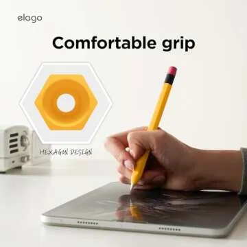 elago Classic Pencil Case Compatible with Apple Pencil (USB-C), Perfect Grip, Protective Skin, Silicone Sleeve, Supports Magnetic Attachment [Yellow]