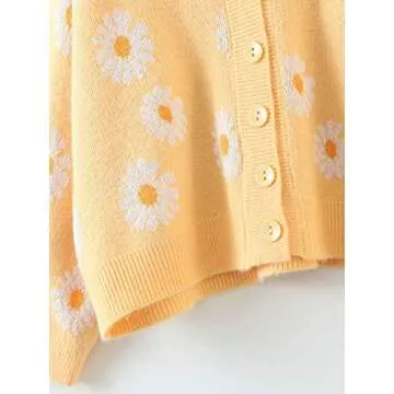 Y2K Floral Print Knit Cardigan Women Long Sleeve Sweater