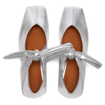 Stylish VOLEECE Silver Bow Ballet Flats for Women