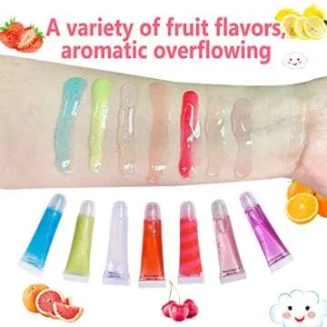 M&U Sparkle Lip Gloss Set, 7 Assorted Colors for Kids and Teens