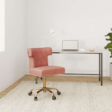 Recaceik Velvet Home Office Chair, Modern Adjustable Swivel Desk Chairs with High Back 360 Degree Ca...