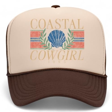 Coastal Cowgirl Trucker Hat | Beach Cowboy Cute Summer Western Country Vintage | Premium Foam Trucke...
